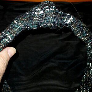 Loft Headband Black, Green, and Metallic Threads